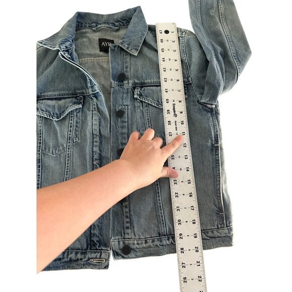 AYR Ride or Fly Denim Jacket Womens Medium Blue Cotton Casual Trucker Oversized - Picture 7 of 16